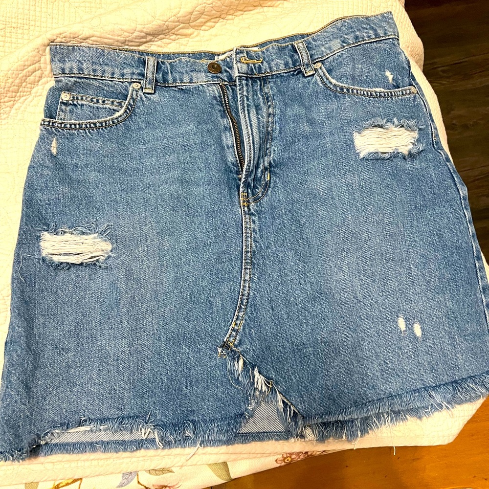 Free People Denim Cut Off Skirt